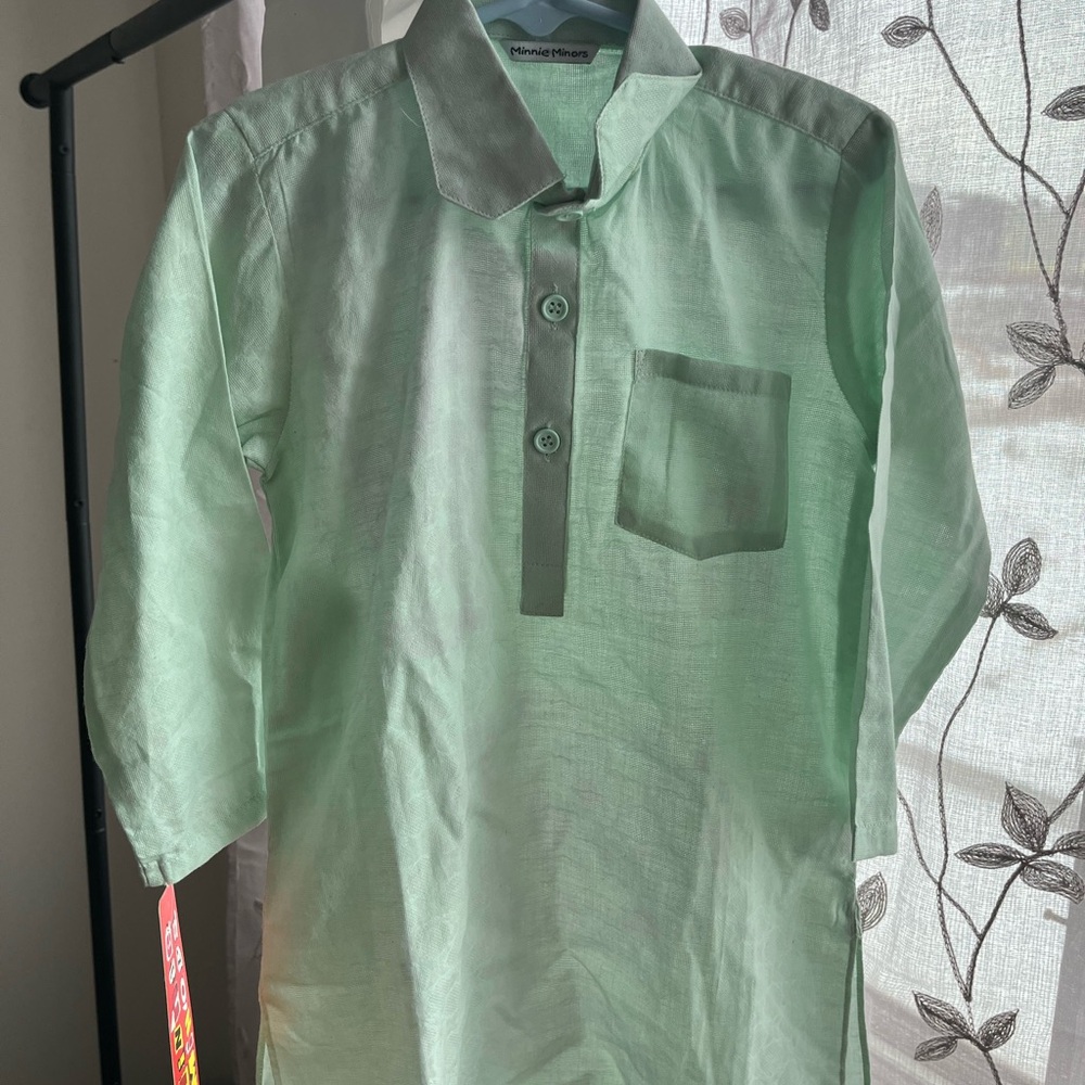 2-Piece Mint Green Boys Shirt & Pants, Shalwar Kameez, Pakistani